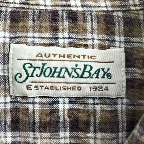 セントジョンズベイ STJOHNS BAY 90S リネン コットン チェック S/S シャツ メンズ import:M