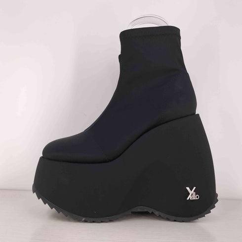 イエロー YELLO TOKYO BLACK PLATFORM SHORT BOOTS レディース JPN:S