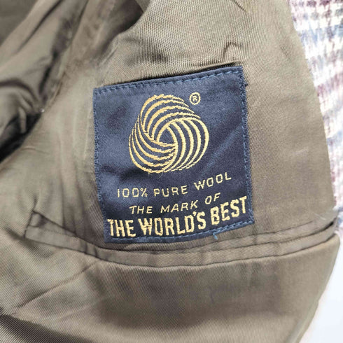 90S アメリカ製 千鳥格子柄 PURE WOOL 2Bコート メンズ