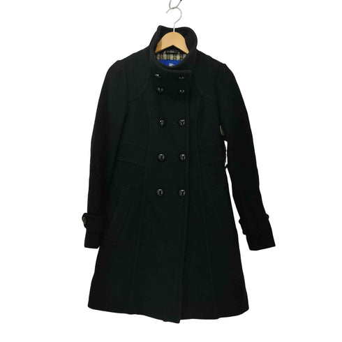バーバリーブルーレーベル BURBERRY BLUE LABEL ウール アンゴラ混 ダブルスタンドカラーコート レディース JPN:38