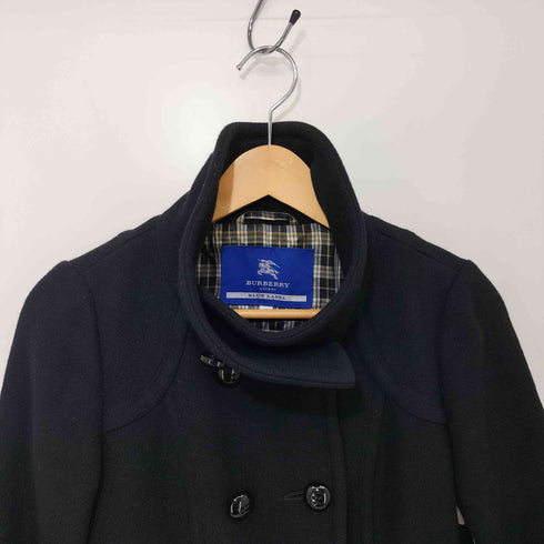 バーバリーブルーレーベル BURBERRY BLUE LABEL ウール アンゴラ混 ダブルスタンドカラーコート レディース JPN:38