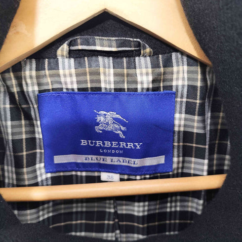 バーバリーブルーレーベル BURBERRY BLUE LABEL ウール アンゴラ混 ダブルスタンドカラーコート レディース JPN:38