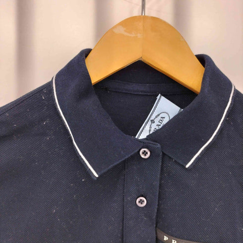 プラダ PRADA 鹿の子 ラバーロゴ 半袖 ポロシャツ レディース M