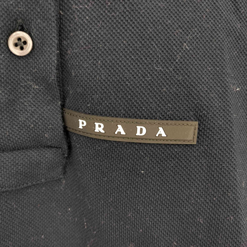 プラダ PRADA 鹿の子 ラバーロゴ 半袖 ポロシャツ レディース M