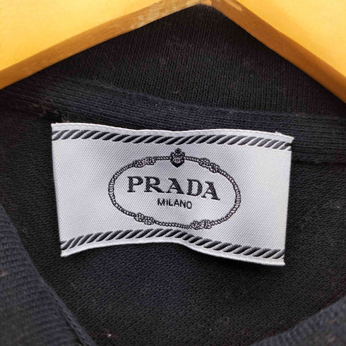 プラダ PRADA 鹿の子 ラバーロゴ 半袖 ポロシャツ レディース M