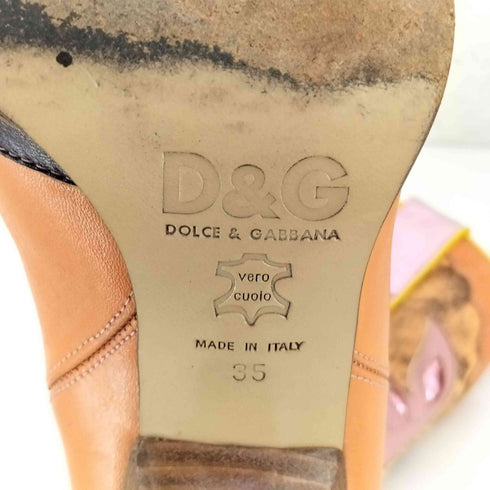 ディーアンドジードルチェアンドガッバーナ D&G DOLCE&GABBANA イタリア製 レザー ウエスタン ヒール ブーツ レディース 35