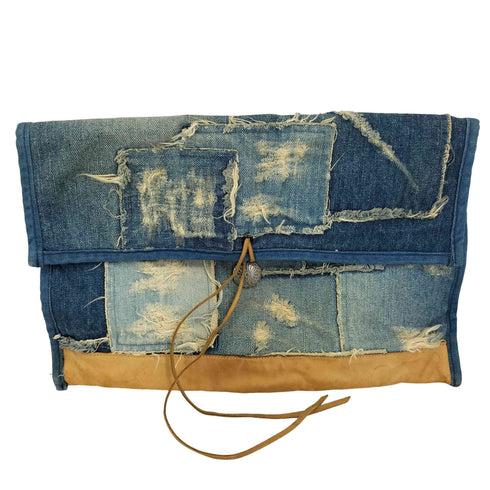 ジャパンブルージーンズ JAPAN BLUE JEANS ダメージデニムパッチワーク クラッチバッグ メンズ