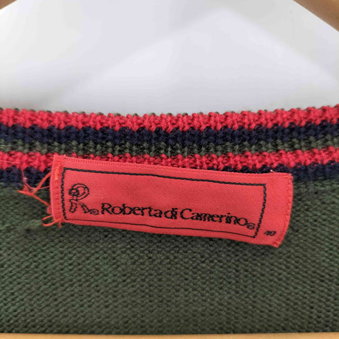 Robertadi Camerino リブデザイン ウールクルーネック ニットセーター import レディース 40