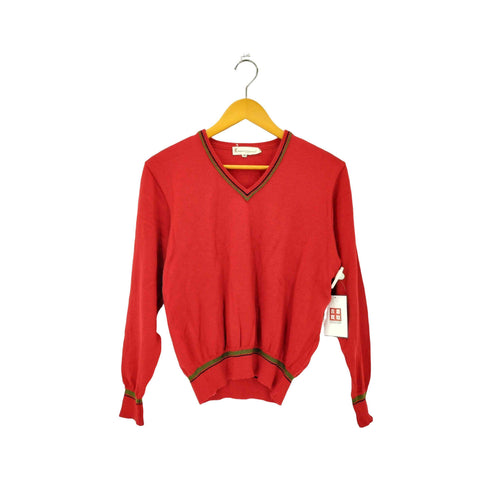 Robertadi Camerino Vネック リブデザイン ウールニットセーター import レディース 40