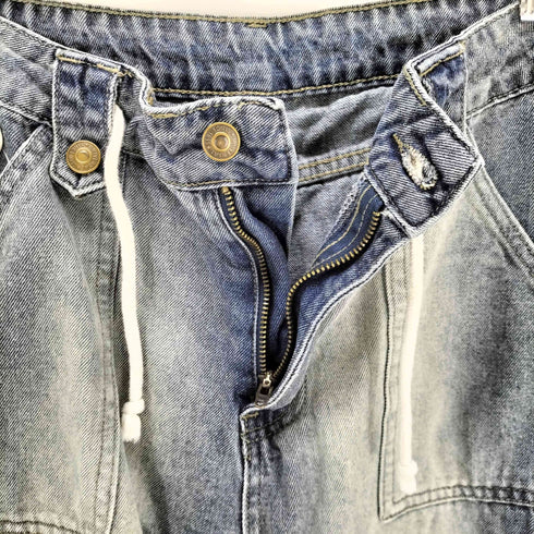 クラシカルエルフ CLASSICAL ELF 洗練されたこなれ感。ヴィンテージ加工裾ドロストワイドデニム レディース JPN:L