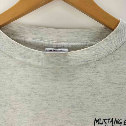 90S ONEITA ボディ USA製 POWER-T MUSTANG BAND Dobso High School ユニコーン プリント Tシャツ 袖シングルステッチ 霜降り メンズ import:L