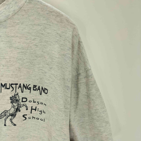 90S ONEITA ボディ USA製 POWER-T MUSTANG BAND Dobso High School ユニコーン プリント Tシャツ 袖シングルステッチ 霜降り メンズ import:L