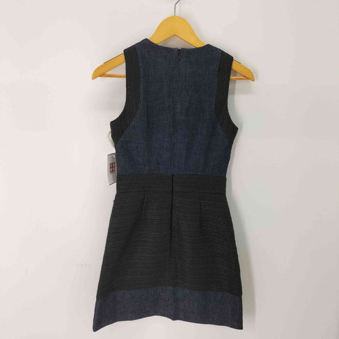 アルマーニエクスチェンジ ARMANI EXCHANGE デニム ツイード コンビ ノースリーブ ワンピース レディース 2