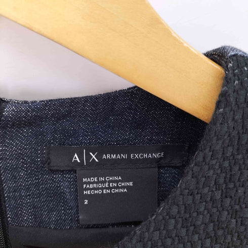 アルマーニエクスチェンジ ARMANI EXCHANGE デニム ツイード コンビ ノースリーブ ワンピース レディース 2