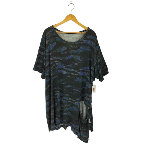 グラウンドワイ Ground Y ZEBRA PATTERN COTTON/MODAL LEFT OPENING SHORT SLEEVE T-SHIRT メンズ JPN:3