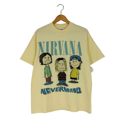 SNOOPY NEVERMIND ロックバンド プリント クルーネックTシャツ メンズ JPN:M