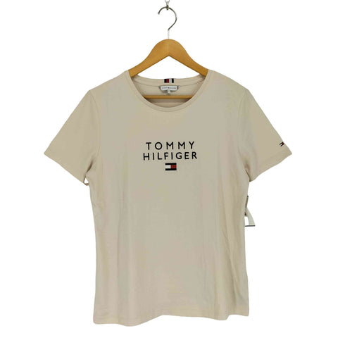 トミーヒルフィガー TOMMY HILFIGER フロントロゴ刺繍クルーネックTシャツ レディース JPN:L
