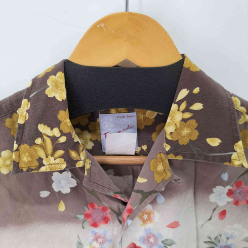 FUKUWA UCHI 紙タグ 和柄 フラワープリントシルクシャツ レディース