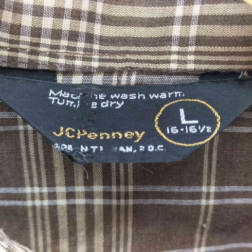 ジェイシーペニー J.C.PENNEY 70-80s 台湾製 コットンポリ チェックシャツ メンズ import:L