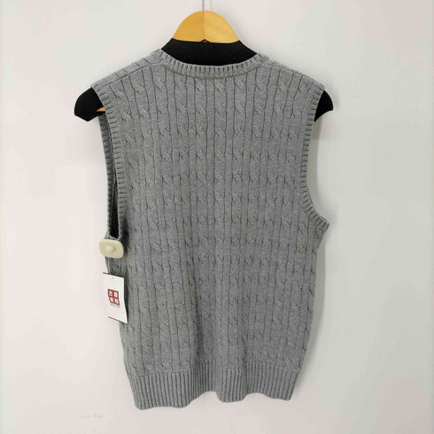 ポロラルフローレン POLO RALPH LAUREN ポニー刺繍ロゴ ケーブル編み ニットベスト レディース L(14-16)