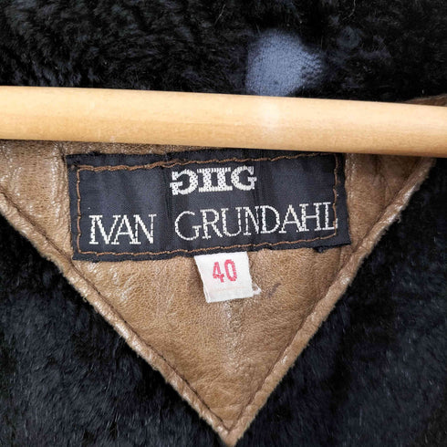 Ivan Grundahl 90S レザーロングコート 裏地ファー レディース EUR:40