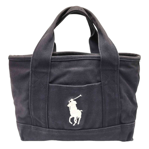 ポロラルフローレン POLO RALPH LAUREN ポニー刺繍 ネイビー ミニ トートバッグ レディース