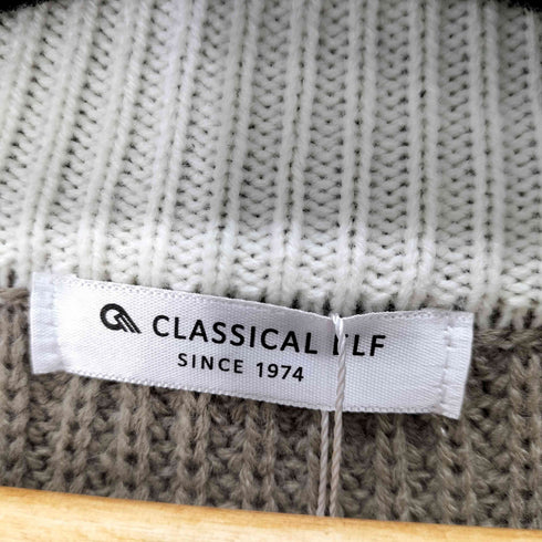 クラシカルエルフ CLASSICAL ELF 重ね着 ロング丈無地クルーネックローゲージパフスリーブニット レディース JPN:M