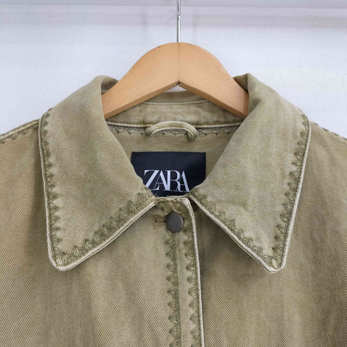 ザラ ZARA OVERSHIRT WITH TOPSTITCHING ステッチデザインジャケット レディース import:L