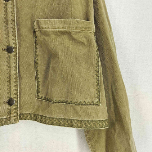 ザラ ZARA OVERSHIRT WITH TOPSTITCHING ステッチデザインジャケット レディース import:L