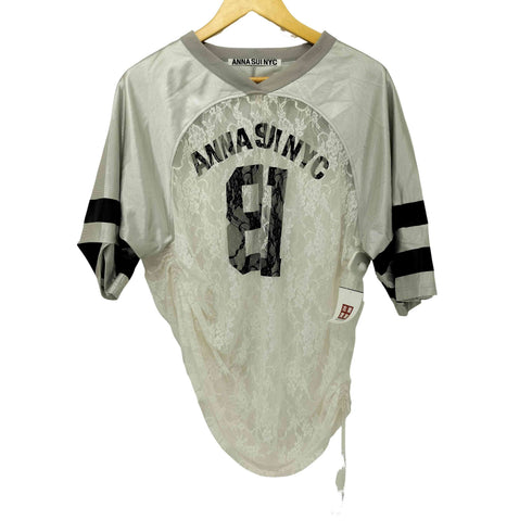 アナスイ ANNA SUI NYC 素材切替 レース ドッキング Vネック S/S Tシャツ レディース FREE