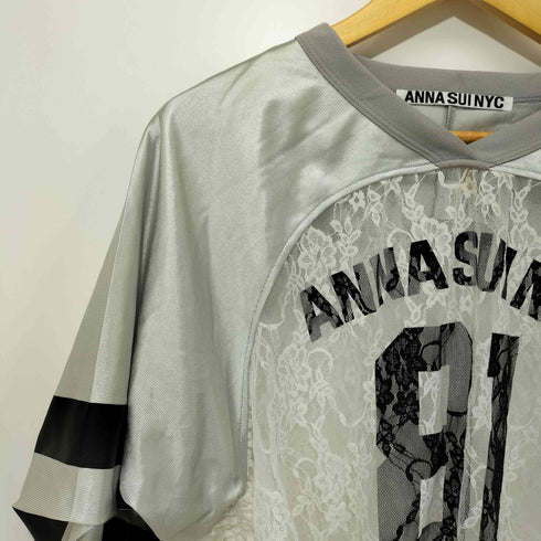 アナスイ ANNA SUI NYC 素材切替 レース ドッキング Vネック S/S Tシャツ レディース FREE