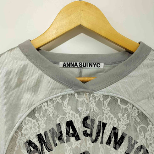アナスイ ANNA SUI NYC 素材切替 レース ドッキング Vネック S/S Tシャツ レディース FREE