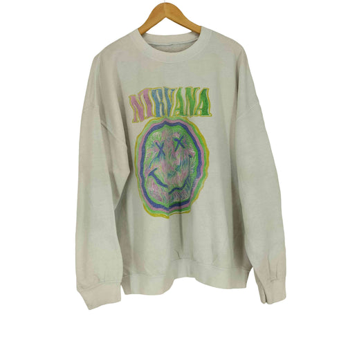 バンドプリントクルーネックスウェット メンズ 2XL
