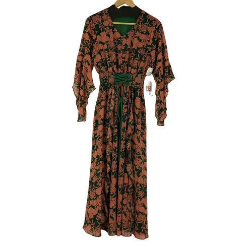 花柄シアーフリルワンピース レディース