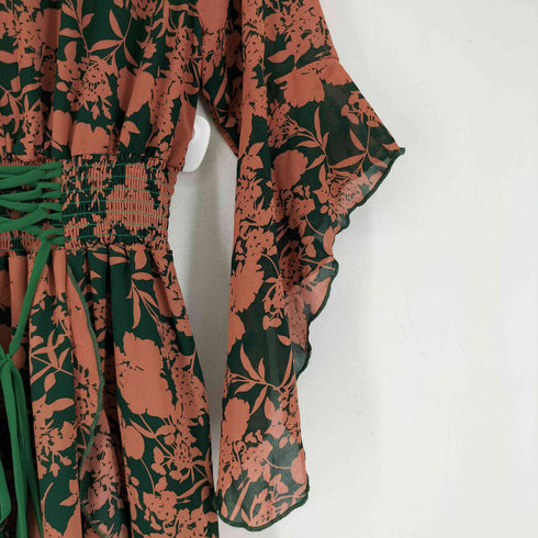 花柄シアーフリルワンピース レディース