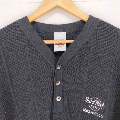 ハードロックカフェ Hard Rock Cafe ロゴ刺繍ヘンリーネックニット メンズ XL