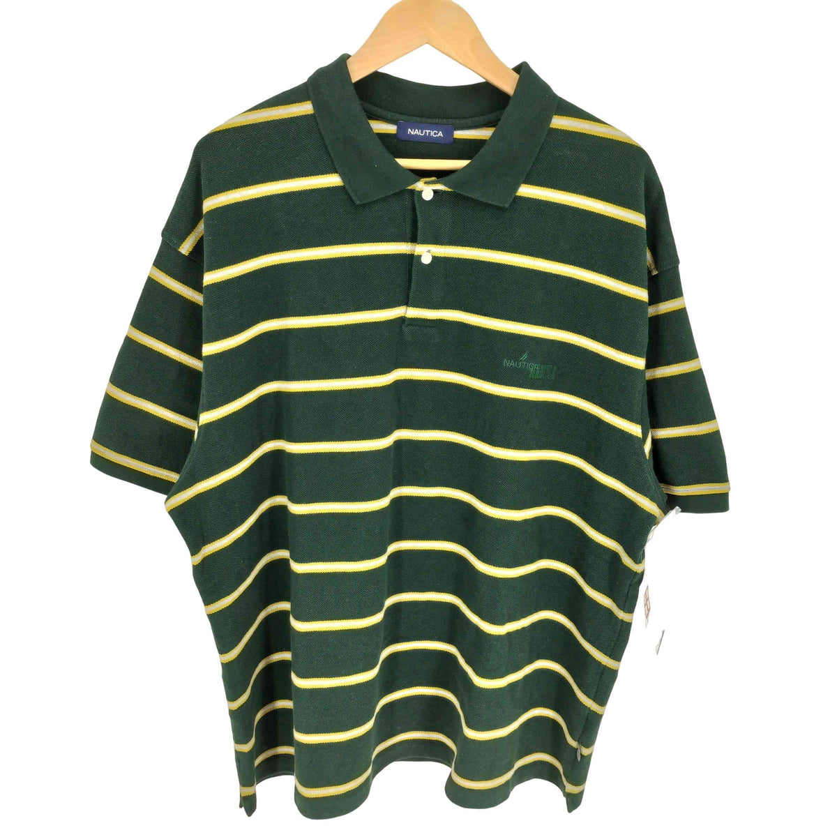 ノーティカ 半袖シャツ ポロシャツ ボーダー コットンシャツ 刺繍ロゴ メンズL 古着 ノーティカ NAUTICA 半袖 ボーダー ポロシャツ カナダ製 メンズXL