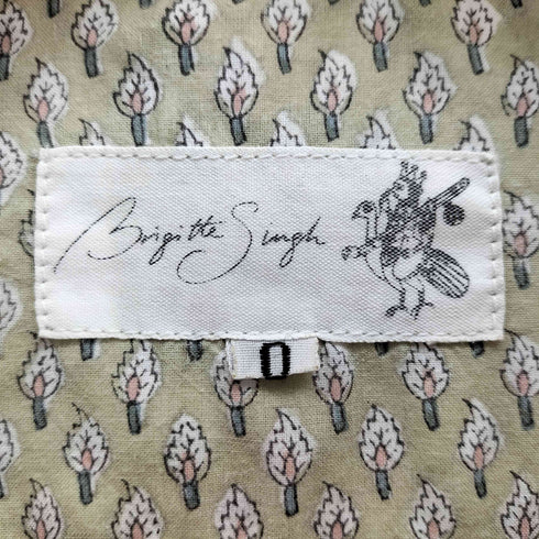 Brigitte Singh ブリジット・シン ブロックプリント 花柄 バンドカラー ワークシャツ レディース 0