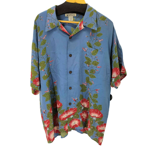 アヴァンティ AVANTI シルク アロハシャツ 朝顔/アサガオ メンズ import:XL