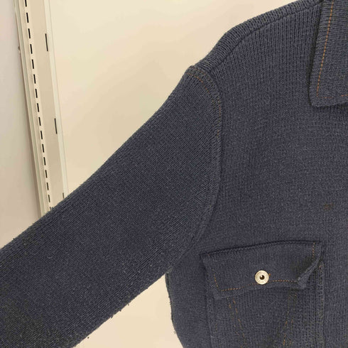 ザラ ZARA DENIM EFFECT KNIT CROPPED JACKET デニム エフェクト ニット クロップド ジャケット レディース import:M