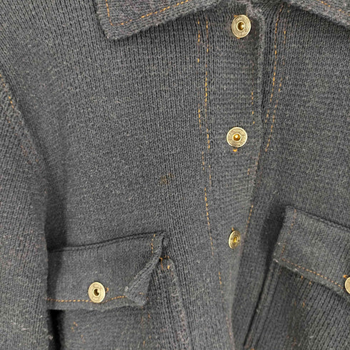 ザラ ZARA DENIM EFFECT KNIT CROPPED JACKET デニム エフェクト ニット クロップド ジャケット レディース import:M