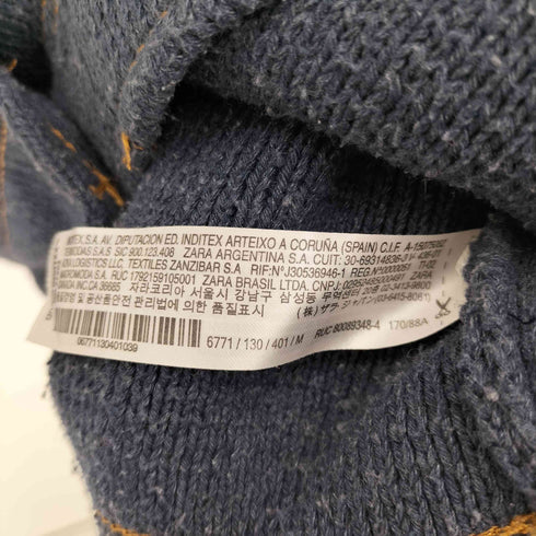 ザラ ZARA DENIM EFFECT KNIT CROPPED JACKET デニム エフェクト ニット クロップド ジャケット レディース import:M