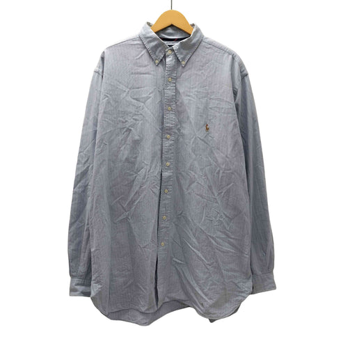 ラルフローレン RALPH LAUREN CLASSIC FIT クラシック fit ポニー 刺繍 B.D オックスフォード ストライプ シャツ 裾マチ付き メンズ XLT TALL