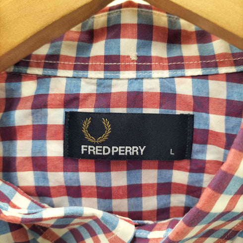 フレッドペリー FRED PERRY ギンガムチェック ロゴ刺繍 BD半袖シャツ メンズ import:L