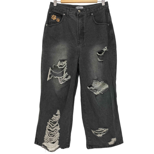 ガルフィー GALFY クラッシュ加工 ダメージ ワイドデニムパンツ メンズ JPN:L