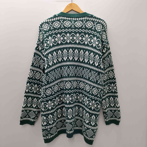 ギャップ Gap 90S OLD デカタグ ノルディック柄 総柄 メタルボタン ローゲージ ニット カーディガン メンズ import:M