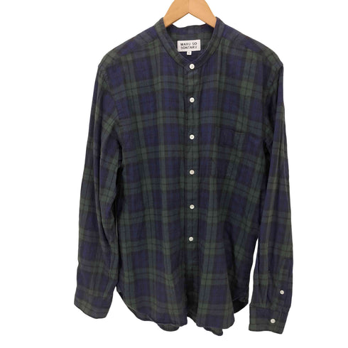 MARU SO SONTAKU ブラックウォッチ ノーカラー長袖シャツ メンズ JPN:XL