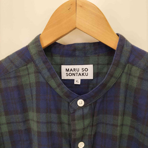 MARU SO SONTAKU ブラックウォッチ ノーカラー長袖シャツ メンズ JPN:XL