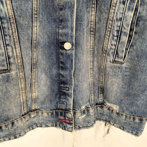ザラ ZARA ダメージ加工 デニムロングジャケット レディース M