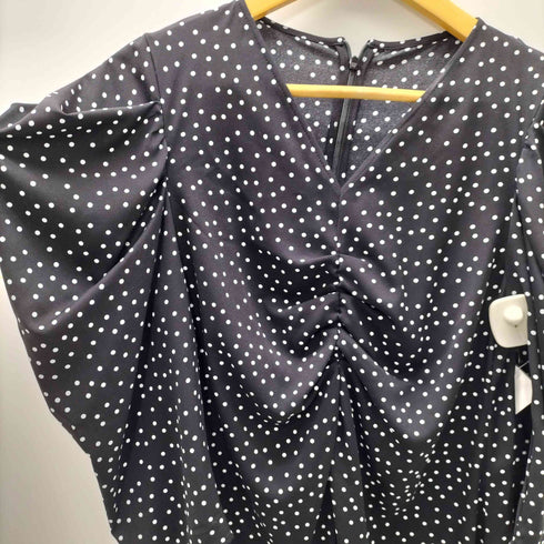 ミラオーウェン Mila Owen 24SS Vネック タック ギャザー ドット ワンピース レディース JPN:1